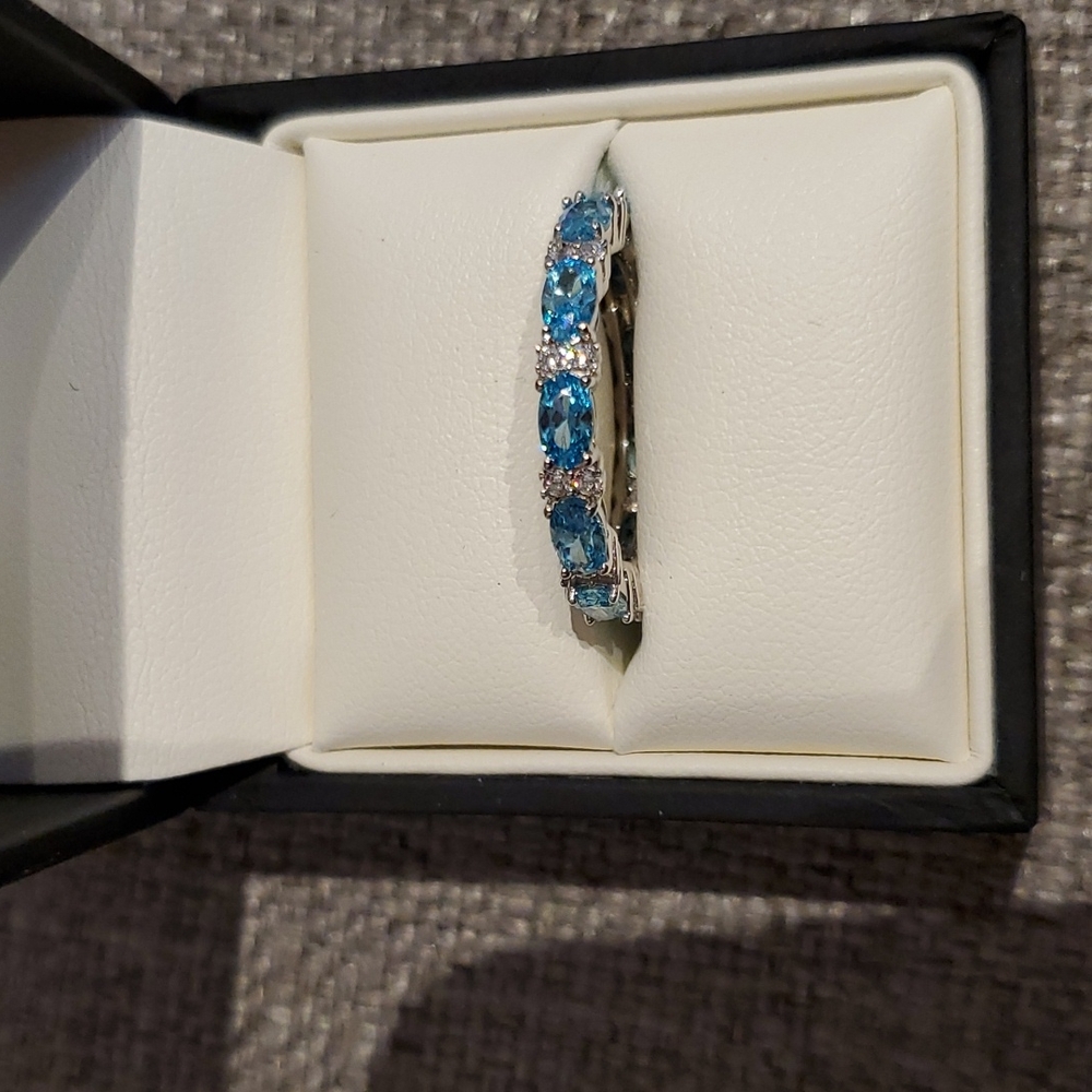 Topaz and CZ silver eternity band